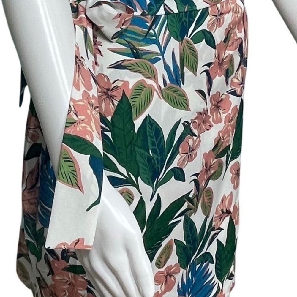 NWT XL Tropical Floral Wrap Island Beach Resort Wedding Guest Dress Short Sleeve - Picture 6 of 9